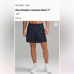 Lululemon Pace Breaker Linerless Short 7" New with tag.